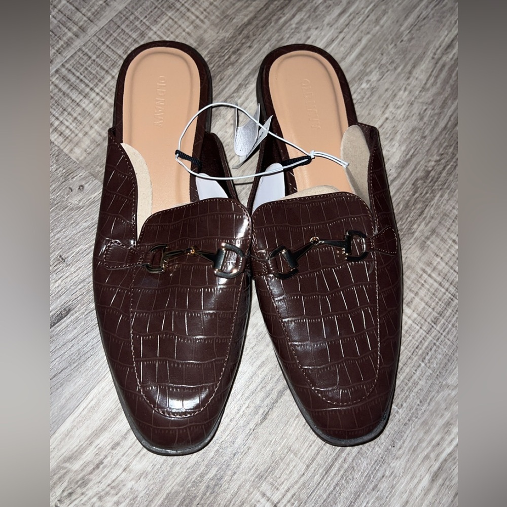 Old Navy Brown Croc-Embossed Loafers